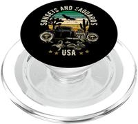 Sunsets and Saguaros, diseño de estilo retro Hotrod en el suroeste de EE. UU. PopSockets PopGrip para MagSafe