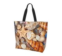 Sunsets Lake Horses - Bolso de viaje de gran capacidad con estampado de caballos de lago, para mujer, bolsa de hombro adecuada para viajes y gimnasio, Paisaje de conchas marinas en la playa, Talla