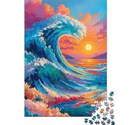 SunsetWave Rompecabezas ColorfulOceanPainting 1000 Piezas de Papel Reciclado Adultos Y Mayores De 12 Años Difícil y Desafiante 38x26cm/1000pcs