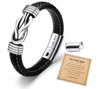 SUNSH Pulsera De Cuero Trenzado De Los Hombres Para El Hijo Con El Amor Eterno Grabado En Ti, Inspirado En El Nudo De Los Hombres Pulsera De Cuero Trenzado Ajustable Regalo De Cumpleaños De Navidad