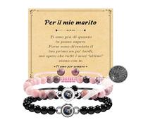SUNSH Pulseras Para Pareja Te Amo 100 Idiomas Regalo De Pareja Pulseras De Piedra Para Mi Hombre, Chico, Chica, Esposo, Alma Gemela, Aniversario San Valentín Regalo Para él Y Ella-Esposo