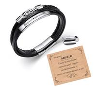 SUNSH Regalo del Día del Padre para Abuelo Pulsera Hombres Ilimitado Nudo Grabado de Acero Inoxidable Trenzado Pulsera de Cuero Día Del Padre Navidad Cumpleaños Regalo Para Abuelo-Abuelo