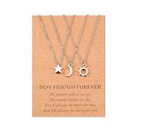 SUNSH sol y la luna mejor amigo collares para 3 mujeres adolescentes niñas amistad Bessties collar conjunto de joyería hermana BFF regalos para ella de plata
