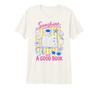 Sunshine and A Good Book Summer Reading Beach Reads Bookworm Camiseta Premium