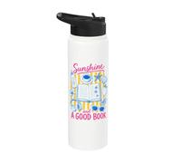 Sunshine And A Good Book Summer Reading Beach Reads Bookworm Stainless Steel Insulated Water Bottle