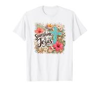 Sunshine and Jesus Christian Summer Coastal Beach Floral Camiseta