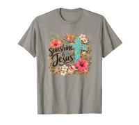 Sunshine and Jesus Christian Summer Coastal Beach Floral Camiseta