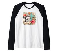 Sunshine and Jesus Christian Summer Coastal Beach Floral Camiseta Manga Raglan