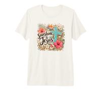 Sunshine and Jesus Christian Summer Coastal Beach Floral Camiseta Premium