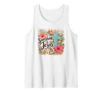 Sunshine and Jesus Christian Summer Coastal Beach Floral Camiseta sin Mangas