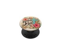 Sunshine and Jesus Christian Summer Coastal Beach Floral PopSockets PopGrip Adhesivo