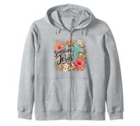 Sunshine and Jesus Christian Summer Coastal Beach Floral Sudadera con Capucha