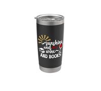 Sunshine and Wine and Books,Drink Wine Read Book Wine Theme Vaso térmico de acero inoxidable de doble pared
