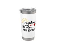 Sunshine and Wine & Books,I Drink Wine Read Books Wine Theme Vaso térmico de acero inoxidable de doble pared