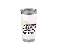 Sunshine and Wine & Books,I Drink Wine Read Books Wine Theme Vaso térmico de acero inoxidable de doble pared