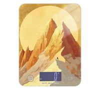 Sunshine Golden Mountain Art - Báscula de alimentos fácil de limpiar, bonita báscula esencial de cocina de 5 kg/5 g, con 4 unidades para cocinar jabón espresso (pilas no incluidas)