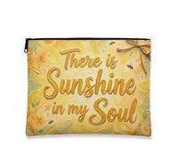 Sunshine in My Soul - Neceser de maquillaje artístico vintage para mujer, organizador portátil de lona con cremallera, bolsa de aseo para el cuidado de la piel de primavera, Amarillo, 7x9 Inch