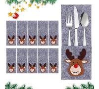 Sunshine smile 10pcs Tischdeko Weihnachten,Bestecktasche Weihnachten,Weihnachten Tischdeko Bestecktasche,Besteckhalter Weihnachten Filz,Weihnachtsbaum Besteckhalter,WeihnachtTischsets