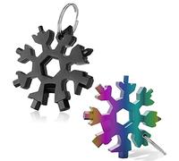 Sunshine smile 2 piezas Multi Herramienta,Copo de Nieve 18 en 1,llavero de copo de nieve,Herramienta llavero,Llavero Abrebotellas,Herramienta Multifuncional en Forma,Snowflake Multi Tool (O)
