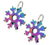 Sunshine smile 2 piezas Multi Herramienta,Copo de Nieve 18 en 1,llavero de copo de nieve,Herramienta llavero,Llavero Abrebotellas,Herramienta Multifuncional en Forma,Snowflake Multi Tool (K)