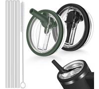 Sunshine smile 2 tapas Stanley Cup de 40 oz, tapa de repuesto a prueba de fugas para Stanley Cup con 4 pajitas y 1 cepillo de pajita, tapa de repuesto para accesorios Stanley, tapa de repuesto para