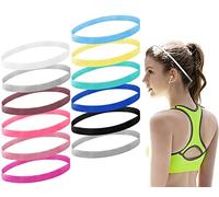 Sunshine smile Banda de Cabello Atlético 12 PCS, Womens Deportes Headbands, Diademas para Mujeres, Diademas Finas Elásticas Antideslizantes, Bandas de Cabeza Deportiva Delgada