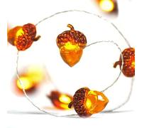 Sunshine smile Bellotas Cadena de luces otoñales, 2 m, 20 LED, cadena de luces para exteriores, batería, bellota de otoño, luz decorativa para Acción de Gracias, Navidad, boda, fiesta de cumpleaños