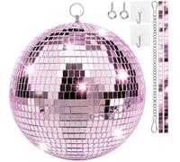 Sunshine smile Bola de discoteca de 15 cm, bolas de discoteca para colgar, bola de espejo de 15 cm con miniespejo autoadhesivo y ganchos autoadhesivos, bolas de espejo de discoteca