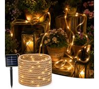 Sunshine smile Cadena de luces solares, cuerda de 3 m con 50 ledes, cuerda solar para exteriores, resistente al agua, para exteriores, para jardín, balcón, terraza