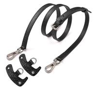 Sunshine smile Correa para el hombro para bolso Longchamp para mujer, correa de repuesto ajustable de piel, accesorio de transformación, correa de hombro de piel para bolsos, negro / plateado, 1.2CM