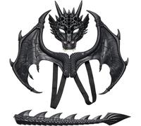 Sunshine smile Drachen Kostiim,Drachenkostum Kind,Drachenflügel,Halloween Drachen Maske,Drachen Kostim Erwachsene,Dinosaurier Cosplay Set für Kinder Jungen Mädchen Halloween Party Karneval…