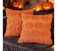 Sunshine smile Juego de 2 Otoño Fundas Cojines 50×50 cm, Blando Cojín Decorativos para Halloween Acción de Gracias Otoño Fiesta de la Cosecha Hogar Sala Estar Sofá salón
