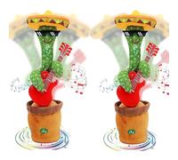 Sunshine Smile Juego de 2 peluches de cactus bailando, juguete de peluche parlante, aprendiendo
