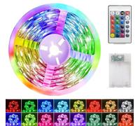 Sunshine smile Tira LED,Luces LED Habitación,Tira de Luz LED a Pilas,Mando a Distancia,8 Modos con Autoadhesiva,Tira LED de con Batería y Mando a Distancia,Recortable