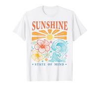 Sunshine State of Mind Tropical Hibiscus Olas Diseño Playa Camiseta