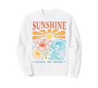 Sunshine State of Mind Tropical Hibiscus Olas Diseño Playa Sudadera