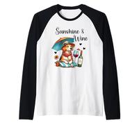 Sunshine & Wine Dog Mom Wine Lover Drinking Summer Beach Camiseta Manga Raglan