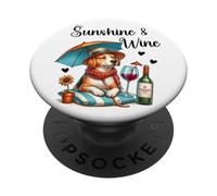 Sunshine & Wine Dog Mom Wine Lover Drinking Summer Beach PopSockets PopGrip Adhesivo