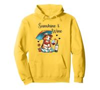 Sunshine & Wine Dog Mom Wine Lover Drinking Summer Beach Sudadera con Capucha