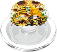 Sunshine Wishes and Honey Bee Kisses Cute Sunflower GNOME PopSockets PopGrip para MagSafe