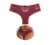 Sunshinelady Tanga Encaje Gran Talla Bragas Mujer Sexy Transparente Tanga Sin Costura Talle Bajo Con Forro de Algodón Bajo Ropa Feminins Bragas Espalda Calada Lencería Underwear XS-4XL, granate, 3XL