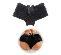 sunshinelady Tangas Sexy para Mujer Enaguas Pantalon Corto Volantes Bloomer Shorts Mallas Culotte Talla Grande Elástica Lencería Femenina Calzoncillos Cintura Baja Bragas Hipster Underwear Negro XL