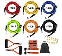 Sunsign 12PCS Banda de Resistencia Apilable Bandas de Resistencia, Equipo de Gimnasio en Casa Ejercicio Fitness con Asas, Entrenamiento Extremo de Cuerpo Total para Profesionales (Orange)