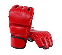 SunsoilGiant 1 Par de Guantes de Boxeo de Cuero PU Abiertos Transpirables Cómodos para Adultos y Niños para Entrenamiento Muay Thai Kickboxing Sparring y, Rojo