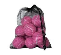 SunsoilGiant 12 Piezas Pelotas de Tenis Practicantes Juego Entrenamiento Fieltro Bolsa de Cuerda Portátil Adecuado para Adultos Niños Sesiones Deportivas, Rosa
