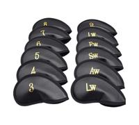 SunsoilGiant Funda Protectora para Hierros de Golf de 12 Piezas, de Cuero Sintético PU, Impermeable, para Wedges. Número de Serie Ideal para Entrenamient, Negro