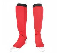 SunsoilGiant Protector de Pierna de Karate con Espinillera Empeinera Protector de Tibia Manga Ventilada Acolchado Grueso para Amortiguar Golpes y Contorneado, Rojo, L