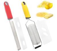 Sunsorld Rallador de Queso, 2 Rallador de Cocina de Acero Inoxidable, Rallador de Verduras, Funda protectora + Pincel de Cocina Silicona, para Lemon, Parmesan, Ginger, Chocolate