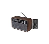 SUNSTECH RPBT500. Radio FM compacta de Madera con presintonías, Modo Reloj, Alarma Dual. Altavoz Bluetooth (v4.2) de Graves potentes, Manos Libres, USB, Micro SD y aux-in. Incluye Mando a Distancia.