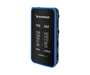 Sunstech RPC6 FM/Am Radio de Bolsillo, Radio Portátil Pequeña Analógica. Sintonizador Radio Multibanda. Funciona con 2 Pilas AAA, Color Azul